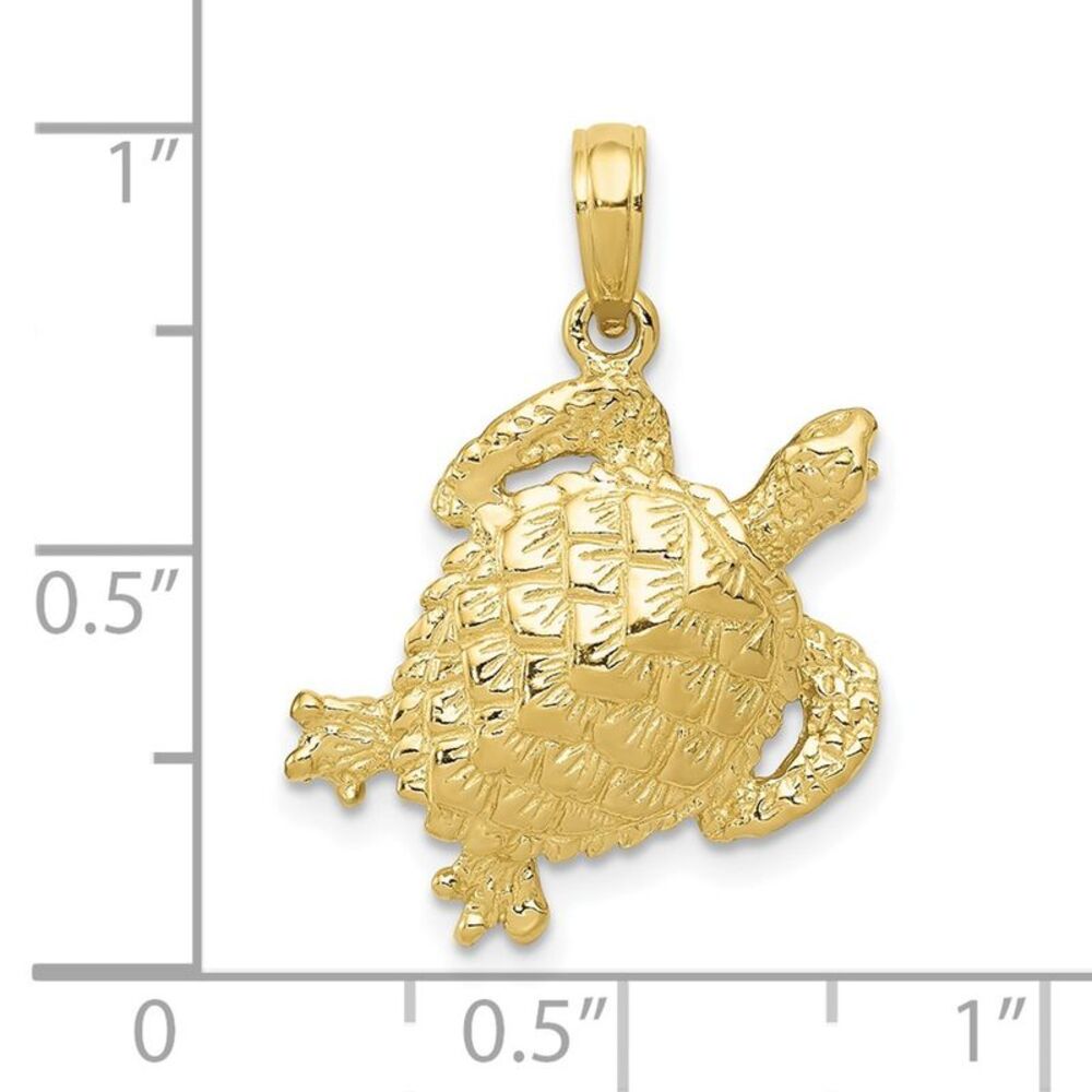 10k Yellow Gold Solid Polished Open-Backed Turtle… - image 4